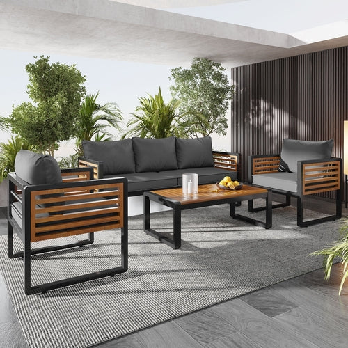 Large Size 4-pieces Outdoor Furniture sofa for 5 Person Conversation