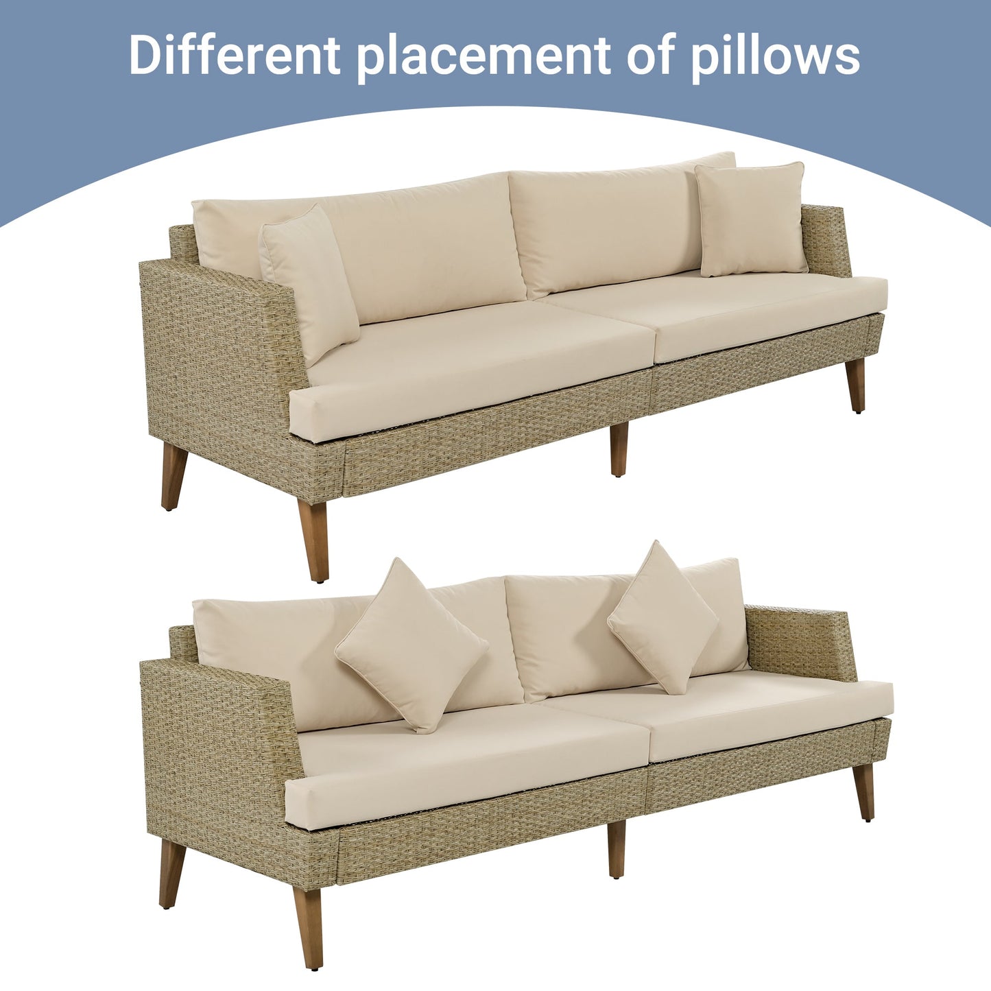 6-Pieces All Weather PE Wicker Sofa Set, Outdoor Rattan sofa With