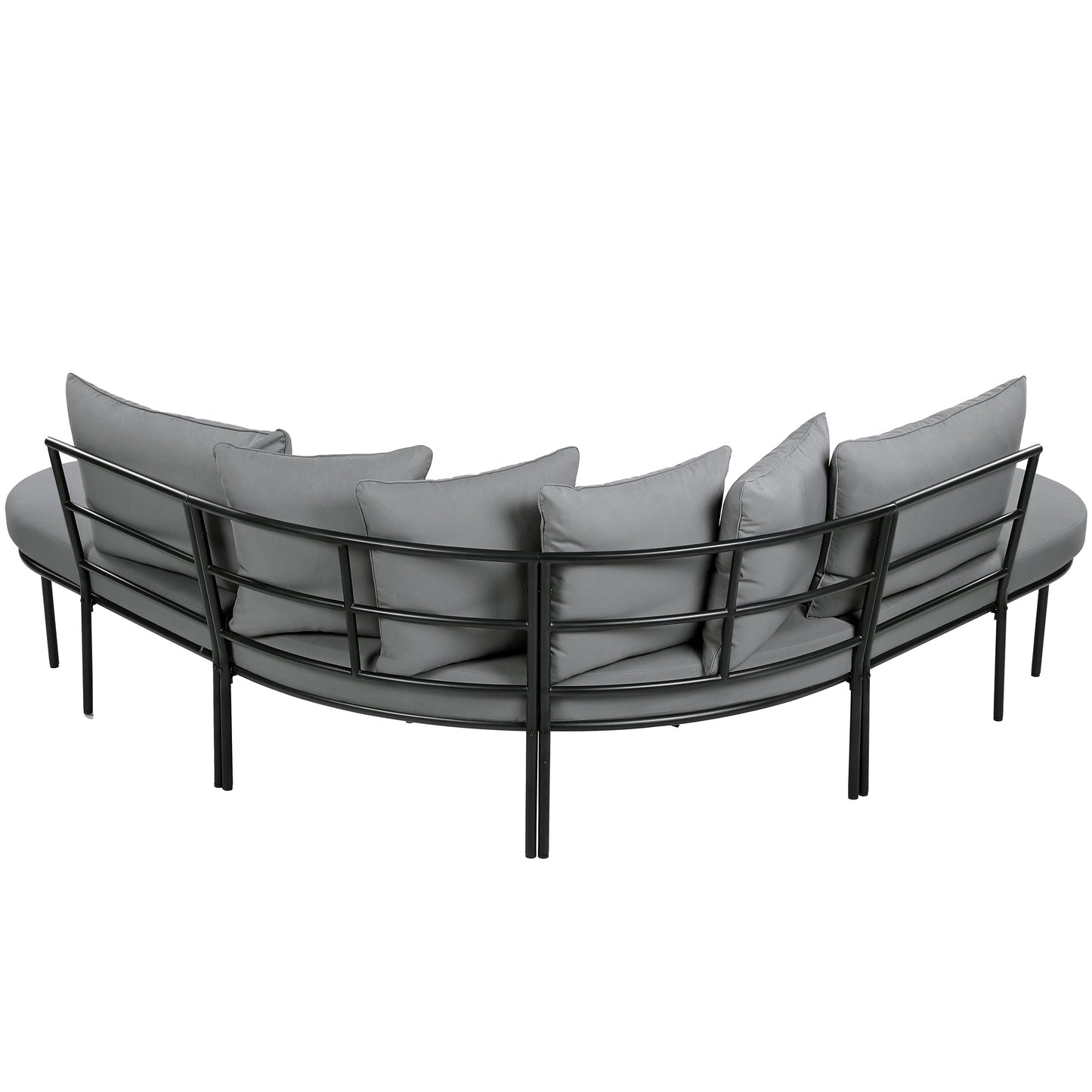 Patio Half- Moon Curved Outdoor Furniture Sofa Set with Coffee Table,