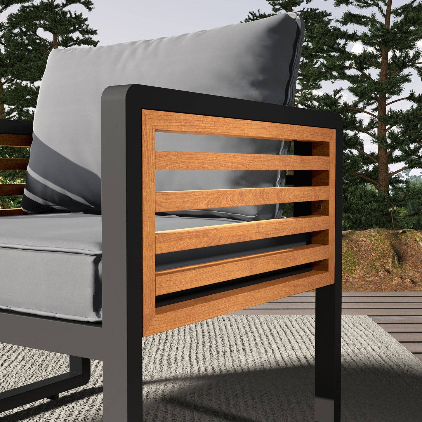 Large Size 4-pieces Outdoor Furniture sofa for 5 Person Conversation