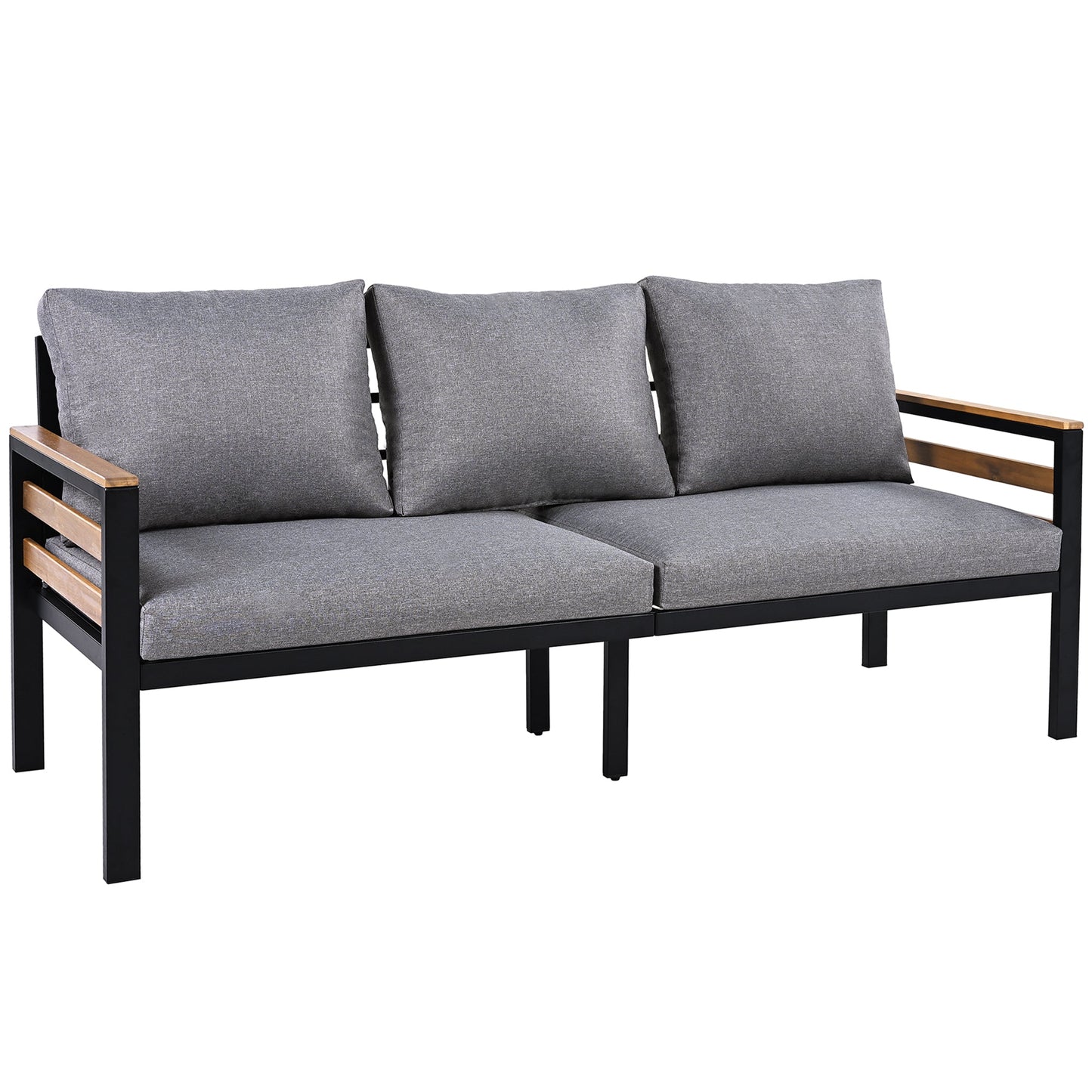 4-Piece Outdoor Furniture Sofa Set for 5 People with Acacia Wood
