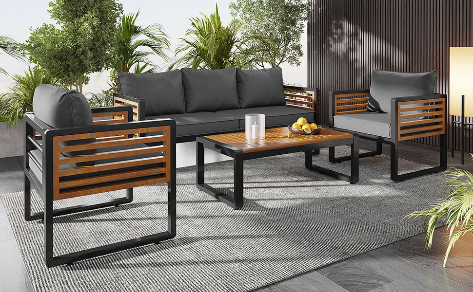 Large Size 4-pieces Outdoor Furniture sofa for 5 Person Conversation