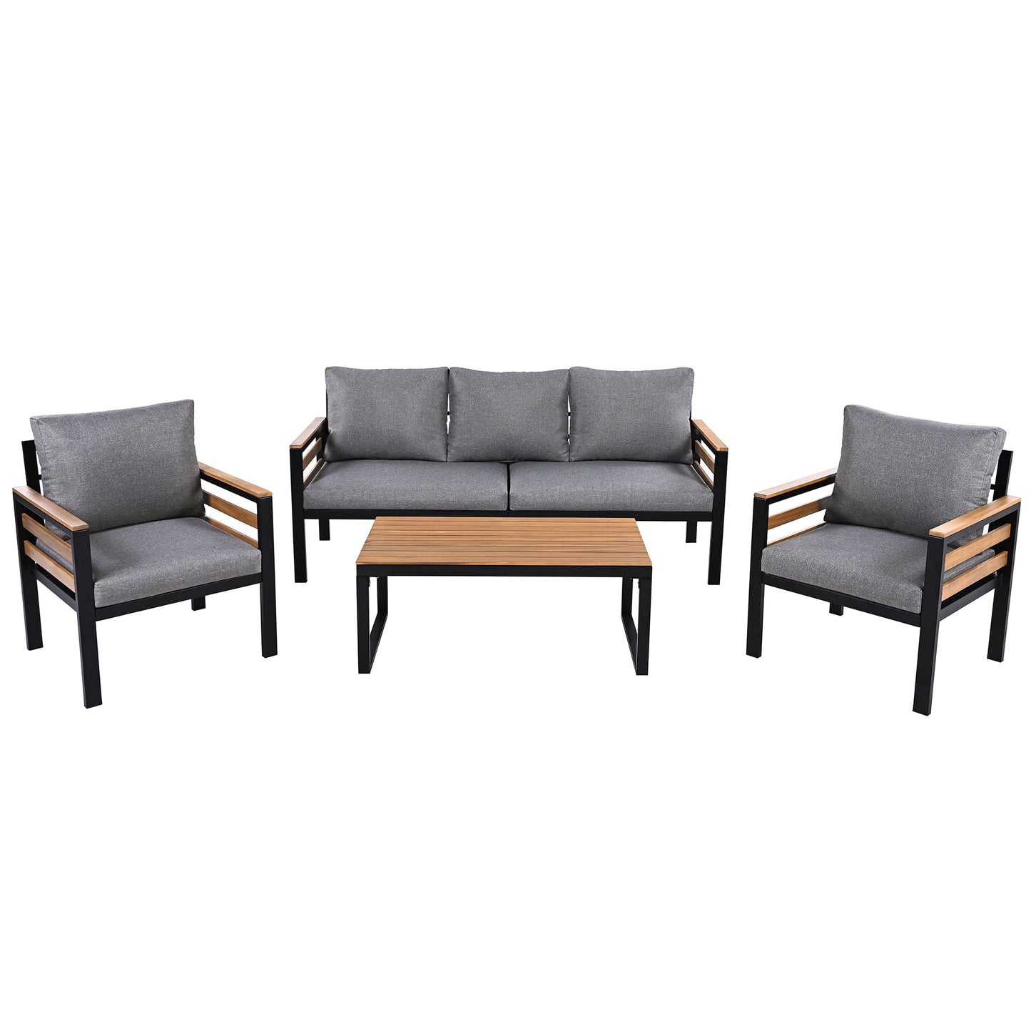4-Piece Outdoor Furniture Sofa Set for 5 People with Acacia Wood