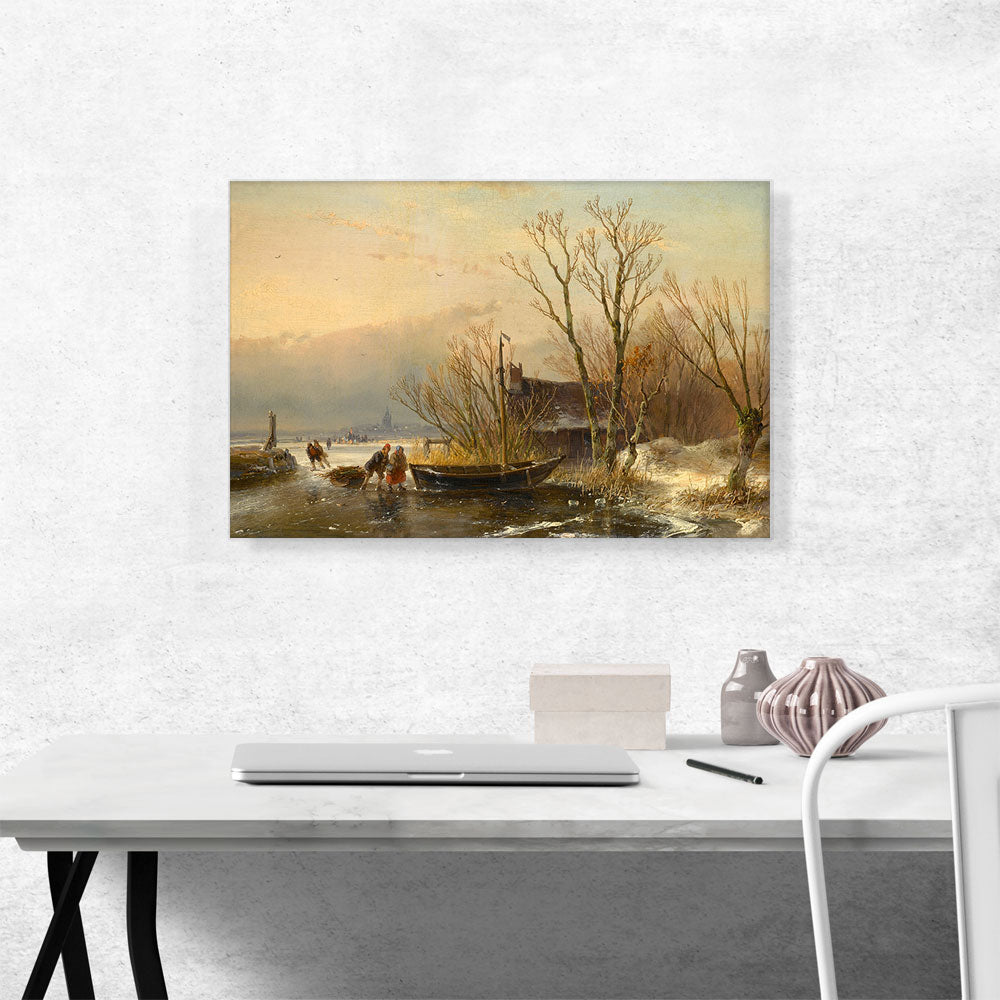 Winter Scene On The Ice With Wood Gatherers