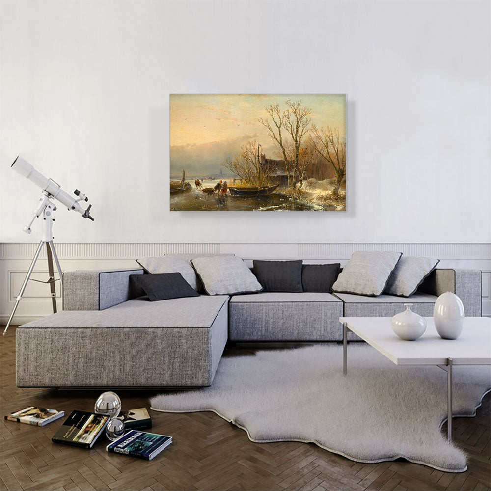 Winter Scene On The Ice With Wood Gatherers