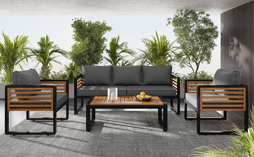 Large Size 4-pieces Outdoor Furniture sofa for 5 Person Conversation