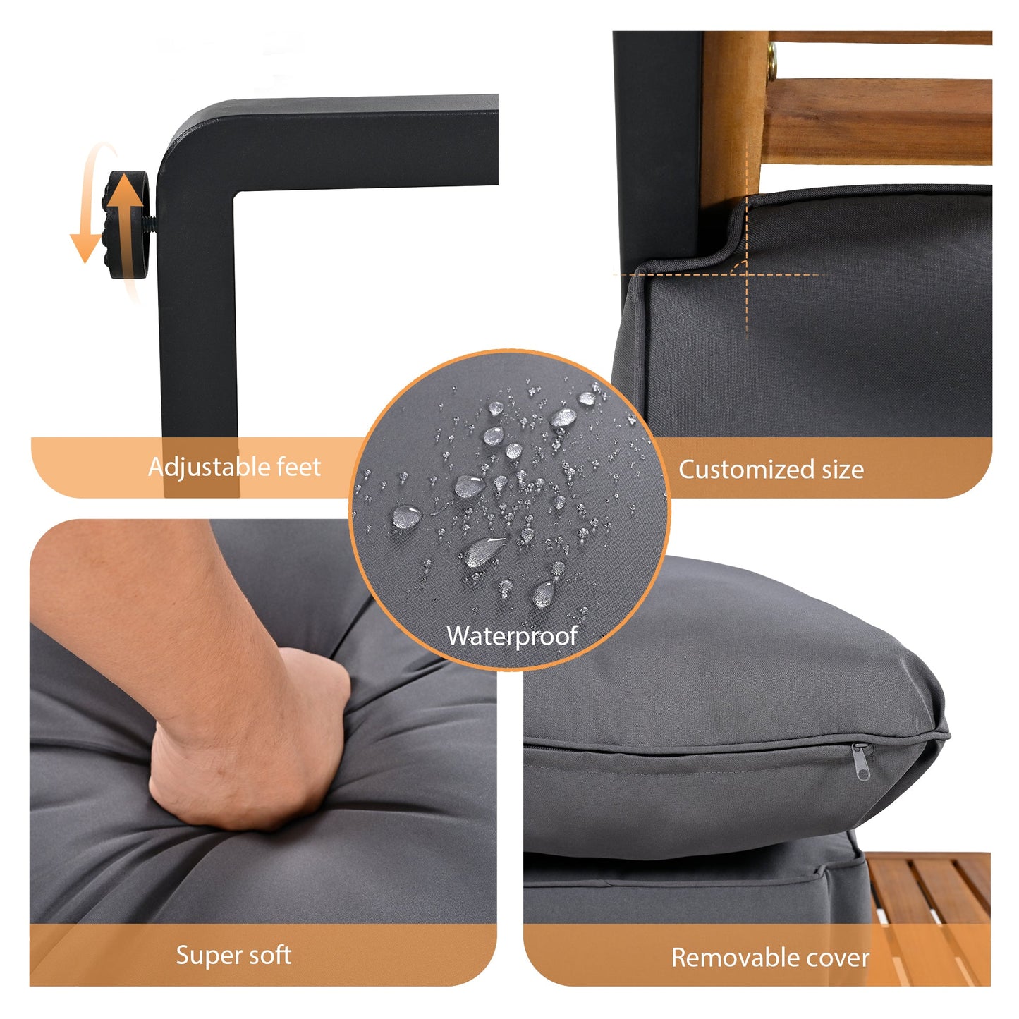 Large Size 4-pieces Outdoor Furniture sofa for 5 Person Conversation
