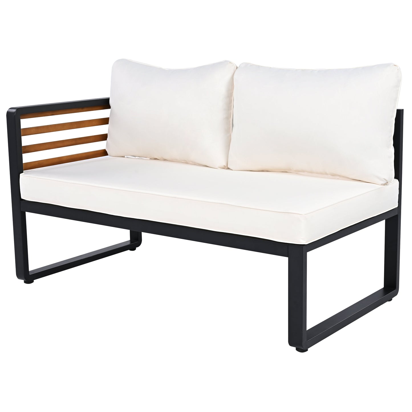 4 Pieces Outdoor Patio Conservation Set, Metal and Wood Frame