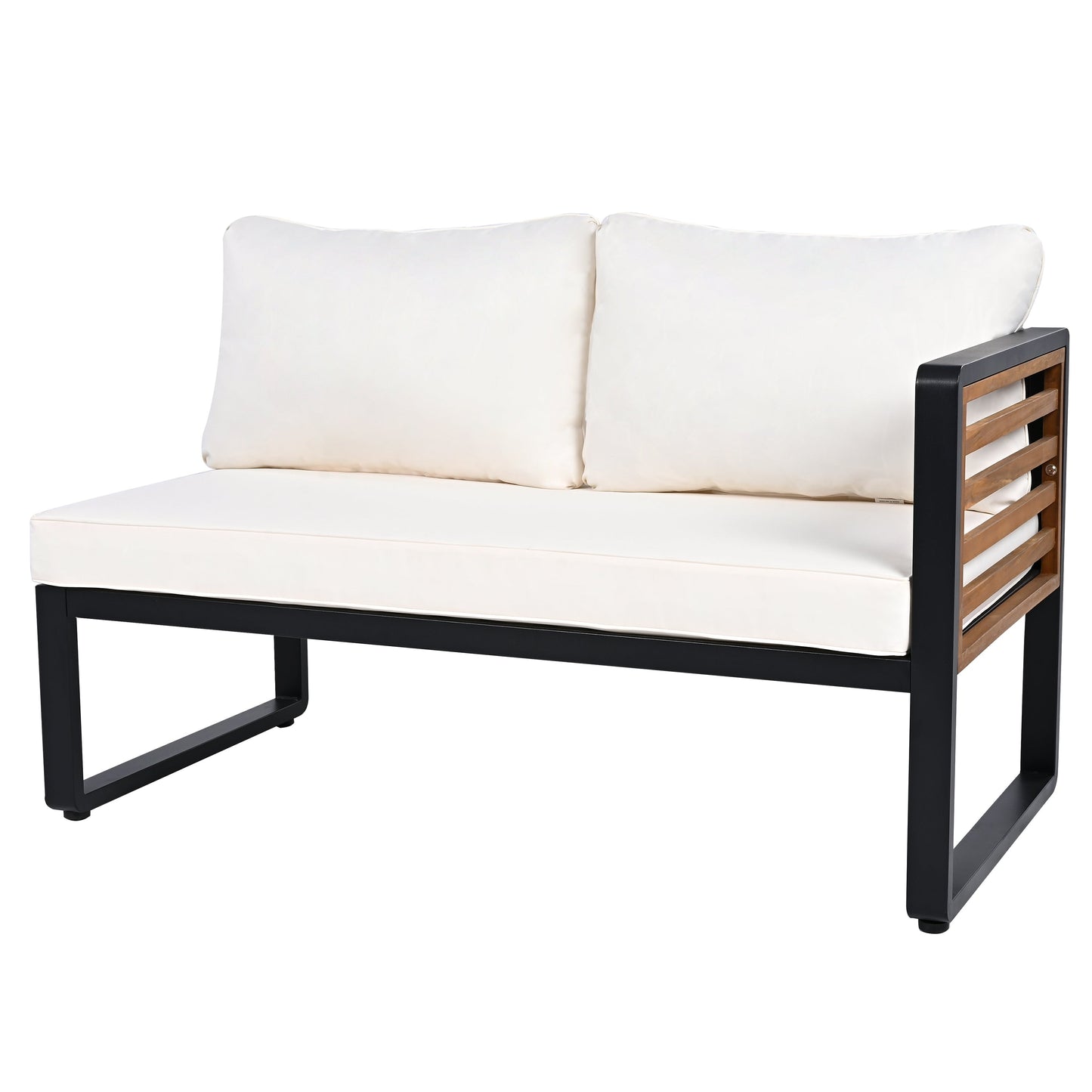 4 Pieces Outdoor Patio Conservation Set, Metal and Wood Frame