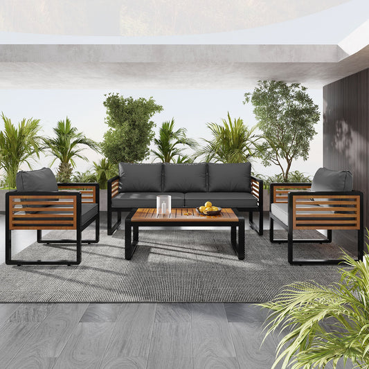 Large Size 4-pieces Outdoor Furniture sofa for 5 Person Conversation