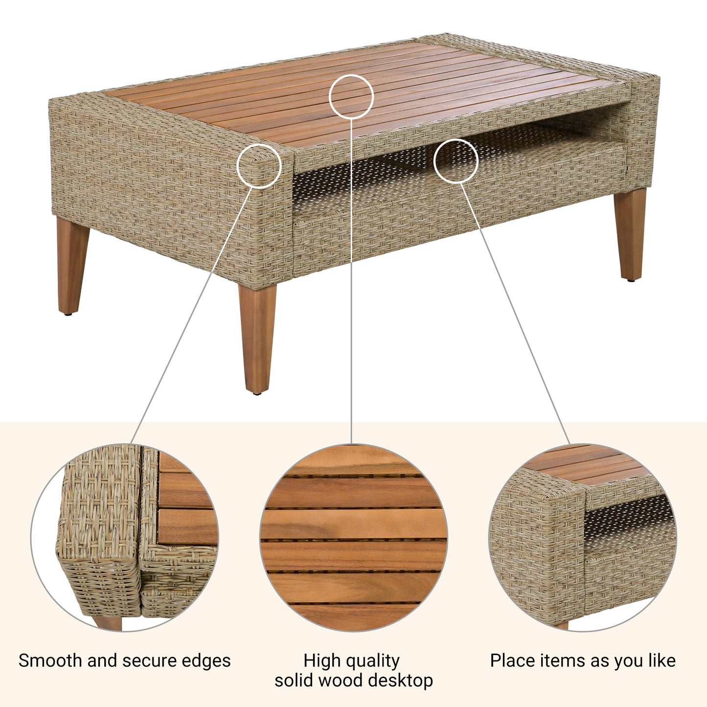 6-Pieces All Weather PE Wicker Sofa Set, Outdoor Rattan sofa With