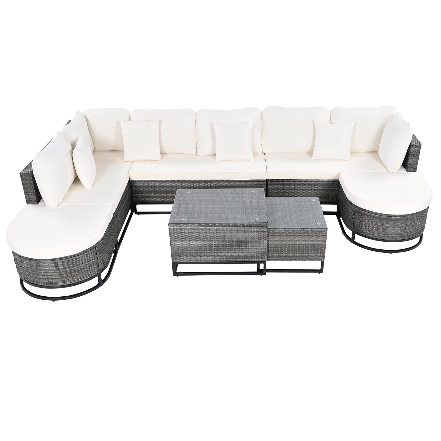 7 Pieces Large Size Outdoor Wicker Sofa Set, Rattan Conservation