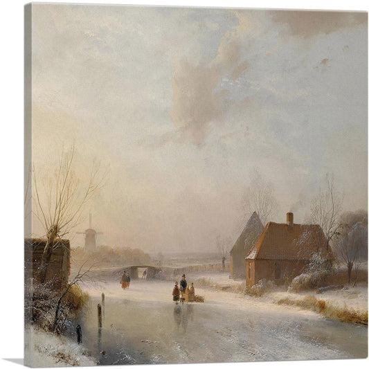 Figures On The Ice At Sunset